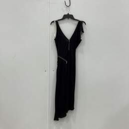 Womens Black V-Neck Zipper Sleeveless Asymmetrical Hem Sheath Dress Size 6 alternative image