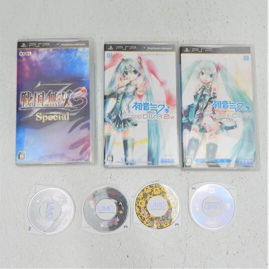 6 Sony PlayStation Portable PSP Japanese Games plus One Empty Case Matsune Miu Project Diva image number 1