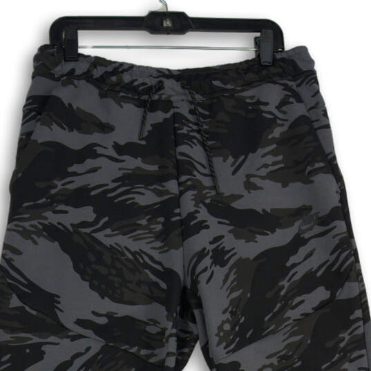 NWT Mens Black Gray Camouflage Drawstring Tapered Leg Jogger Pants Size L image number 4