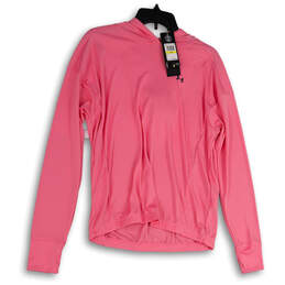 NWT Womens Pink Logo Long Sleeve Regular Fit Pullover Hoodie Size Medium