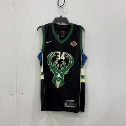 NWT Nike Mens Black Green NBA Milwaukee Bucks #34 Sleeveless Jersey Size 50