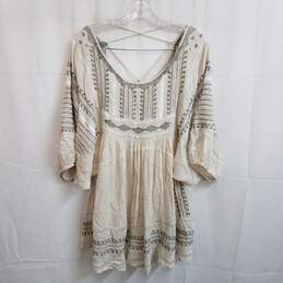 Free People ivory embroidered lace up tunic mini dress size S