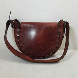 Handmade Burgundy Leather Foldover Shoulder Bag