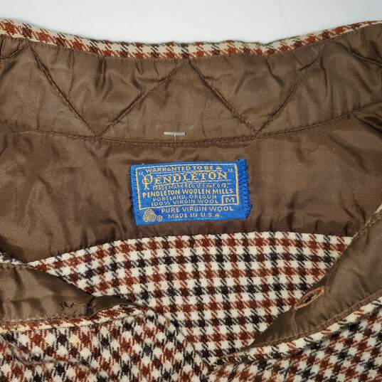 Pendleton Woolen Mills Wool Full Button Up Brown Checkered Shirt Size M image number 3