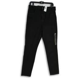 NWT Womens Black Denim Dark Wash Flat Front Skinny Leg Jeans Size 14/32W