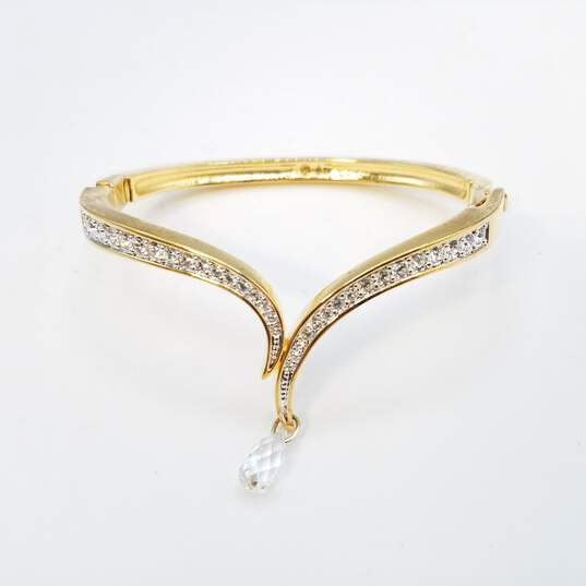 Swarovski Gold Tone /Clear Faceted Crystal 7in Bracelet 25.9g image number 1