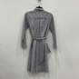 Womens Blue White Pinstripe Long Sleeve Button Front Shirt Dress Size 2 image number 2