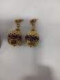 Bundle of Faux Gold Tone & Purple Costume Jewelry image number 3