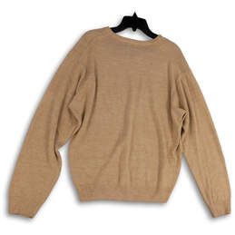 Mens Tan Stretch V-Neck Long Sleeve Classic Pullover Sweater Size XL alternative image
