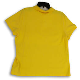 Womens Yellow Short Sleeve Collared Side Slit Casual Polo Shirt Size XL alternative image