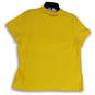 Womens Yellow Short Sleeve Collared Side Slit Casual Polo Shirt Size XL image number 2