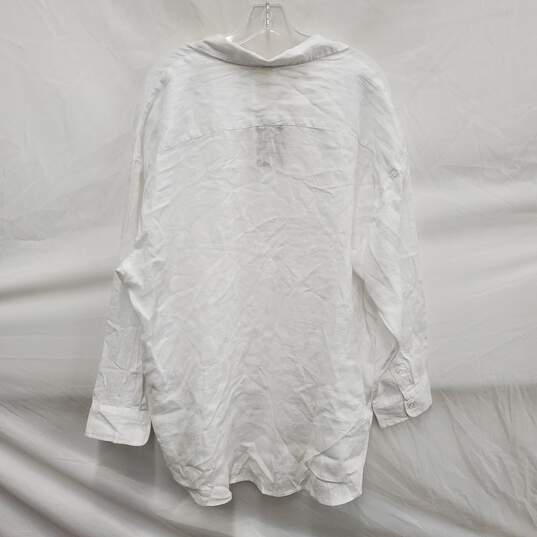 NWT H&M Natural Linen WM's Long Sleeve White Shirt Size XL image number 2