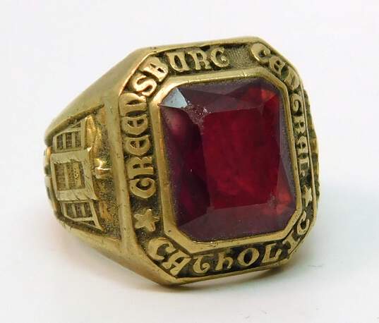 Vintage 10K Gold Faceted Ruby Class Ring 14.4g image number 3