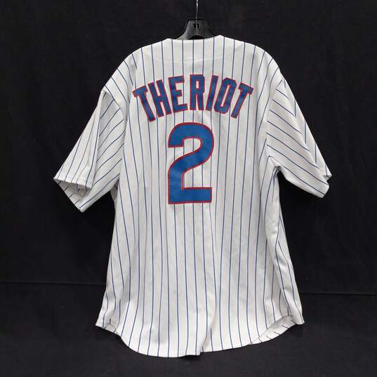 Chicago Cubs Theriot Jersey White/Blue Pin Striped Majestic XL image number 2