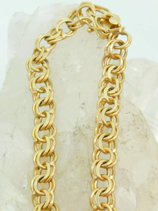 Vintage 14K Yellow Gold Double Curb Chain Bracelet 12.4g image number 8