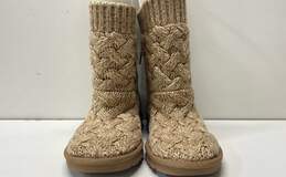 UGG Isla Wool Cable Knit Beige Ribbon Lace Winter Boots Women's Size 6 alternative image
