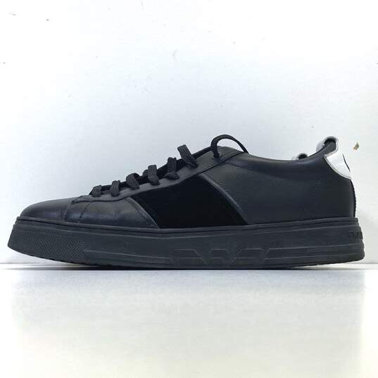 Giorgio Armani Emporio Black Leather Low Sneakers Men's Size 11 M image number 3