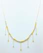 14K Two Tone Yellow & White Gold Beaded Statement Necklace 5.9g image number 1