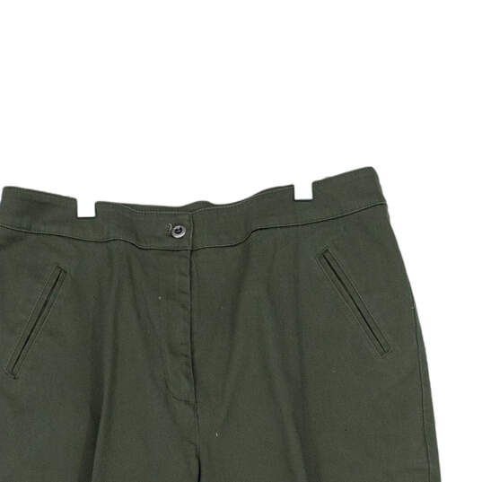 Womens Olive Green Flat Front Slit Hem Straight Leg Capri Pants Size 1.5 image number 3