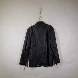 Mens Long Sleeve Notch Lapel Button Front Leather Suit Jacket Size Large alternative image