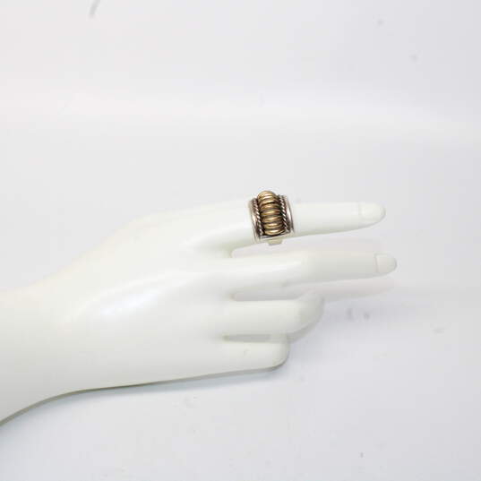 Artisan TC Signed Sterling Silver Yellow Gold Accent Ring Size 6.75 - 12.3g image number 2