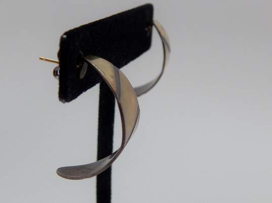 Artisan 925 Sterling Silver & 14K Yellow Gold Hoop Earrings 5.6g image number 3