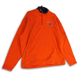 Mens Orange Mock Neck 1/4 Zip Long Sleeve Pullover Jacket Size XXL