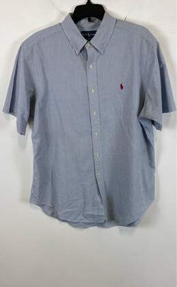 Polo Ralph Lauren Mens Blue White Cotton Striped Button Down Shirt Size XL
