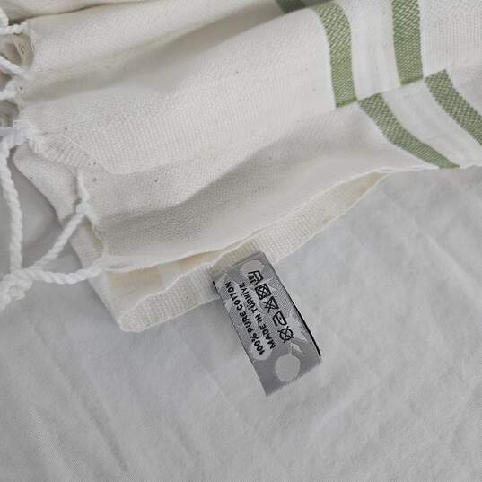 Tan Green White Towel image number 1