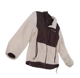 Womens White Long Sleeve Collared Full Zip Fleece Jacket Size Large alternative image
