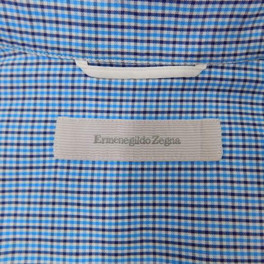 Ermenegildo Zegna Long Sleeve Men's Dress Shirt Blue Size M with COA image number 6