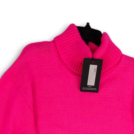 NWT Womens Pink Tight-Knit Long Sleeve Turtleneck Pullover Sweater Size S image number 3