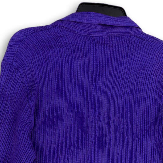 NWT Womens Purple Long Sleeve Collared Pucker Button-Up Shirt Top Size 1 image number 4