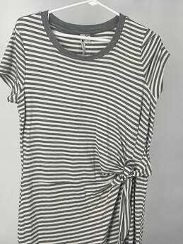 Cable & Gauge Womens Gray Cream Striped Midi T-Shirt Dress Sz M T-0503687-N alternative image