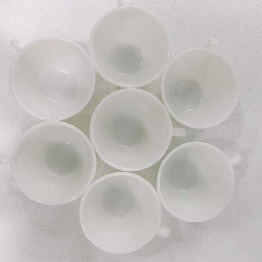 Vintage  Set of 7Corning ware White Milk Glass Coffee Tea Cup Mug Plain Solid image number 3