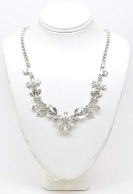 Vintage Icy Clear Rhinestone Necklace Bracelet & Statement Brooches & Earrings alternative image