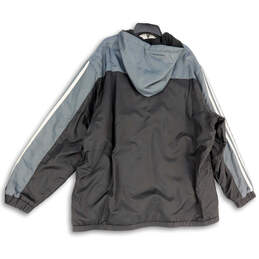 Mens Gray Long Sleeve Pockets Full-Zip Hooded Windbreaker Jacket Size 2XL alternative image
