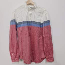 Ralph Lauren Men's Red/Blue/White Striped Slim Fit Button-Up Shirt Size XL