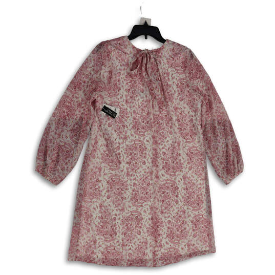 NWT Womens Pink Floral V-Neck Long Sleeve Shift Dress Size X-Large image number 2
