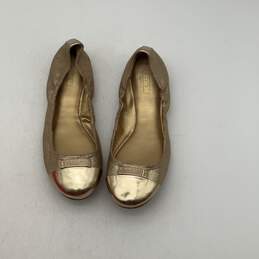 IOB Coach Womens Darsi Metallic Gold Leather Dusted Slip-On Ballet Flats Sz 8.5