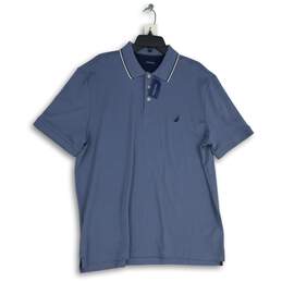 NWT Nautica Mens Blue Spread Collar Short Sleeve Golf Polo Shirt Size XL