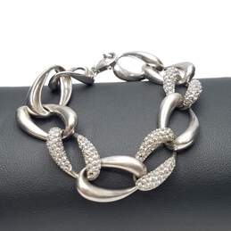 Sterling Silver Diamond Oval & Smooth Link 7in Bracelet 28.3g alternative image