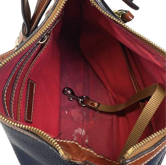 Dooney & Bourke Zip Shoulder Bag Navy/Brown Leather image number 4