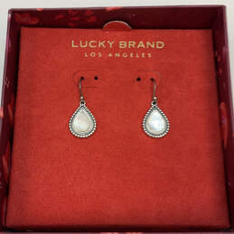 Designer Lucky Brand Silver Tone Mother Of Pearl Teardrop Drop Earrings alternative image