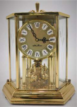 Vntg Seth Thomas Bequest Model 0793-000 Glass Brass Mantle Clock W/ Key Untested