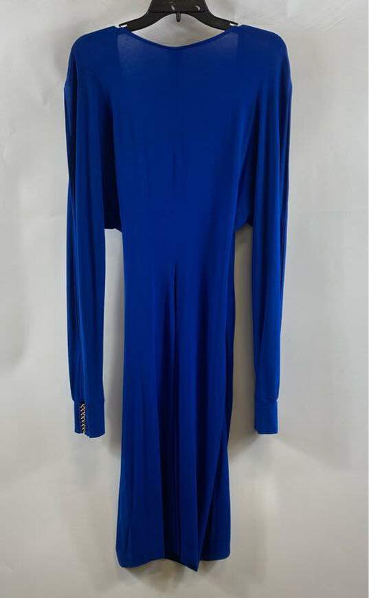NWT Cache Womens Blue Long Sleeve Surplice Neck Pullover Wrap Dress Size L image number 2