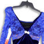 NWT Womens Blue Lace Floral Long Sleeve Short Fit & Flare Dress Size Small image number 3