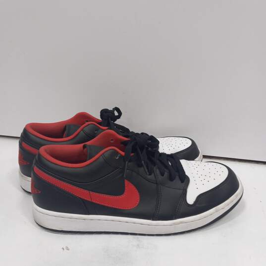 Nike Men's Black/Red/White Air Jordan 1 Low Sneakers Size 13 image number 2