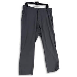 Mens Gray Flat Front Slash Pocket Straight Leg Chino Pants Size 36X30