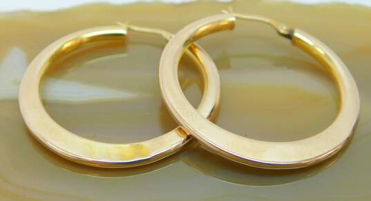 Milor 14K Gold Tapered Flat Tube Hoop Earrings 3.1g image number 1